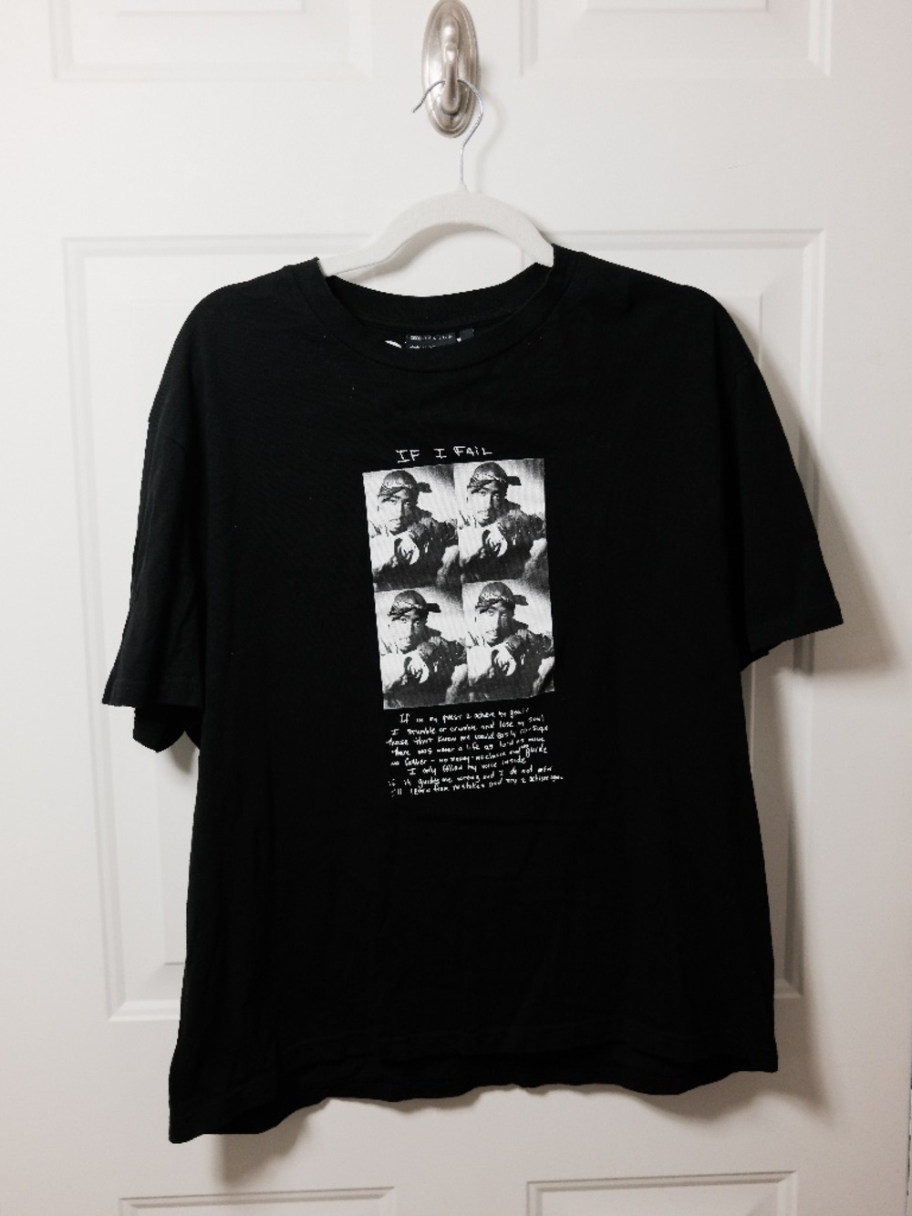 Asos Design 2pac If I Fail Poetry Black T-Shirt Size Large